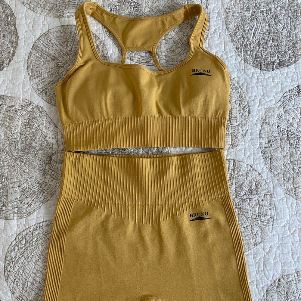 Bruno Yellow Mustard matching top and shorts set. Size Small